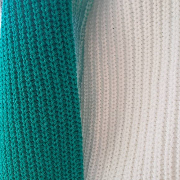 NWOT BooHoo Brand Green White Color Block Cardigan Sweater MED. - Picture 11 of 13